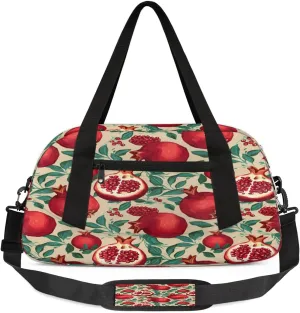 Red Fruit Pomegranate Kids Overnight Duffle Bags for Girls Boys, Pomegranate Print Lightweight Sports Gym Bag for Kids，Small Overnight Weekender Carry on Travel Bags Dance Bag