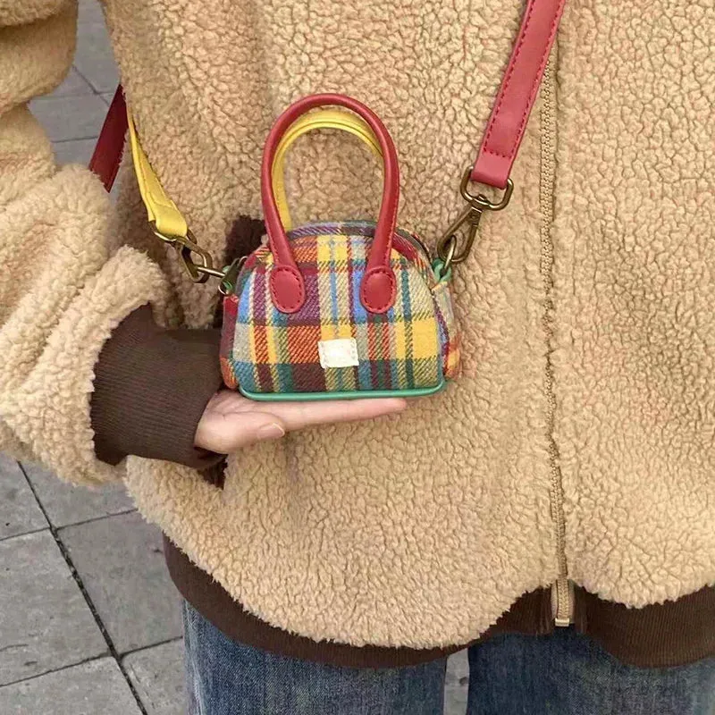 Red Plaid Mini Handbags Fashion Designer Retro Small Crossbody Bags Women's Bag Lady Shoudler Messenger Bags Cute Lipstick Pouch