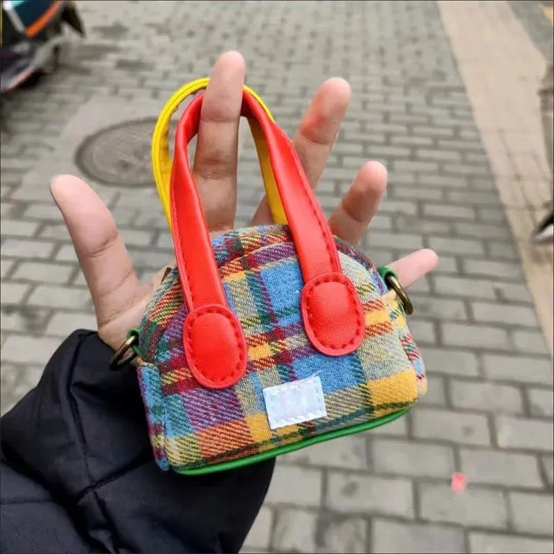 Red Plaid Mini Handbags Fashion Designer Retro Small Crossbody Bags Women's Bag Lady Shoudler Messenger Bags Cute Lipstick Pouch