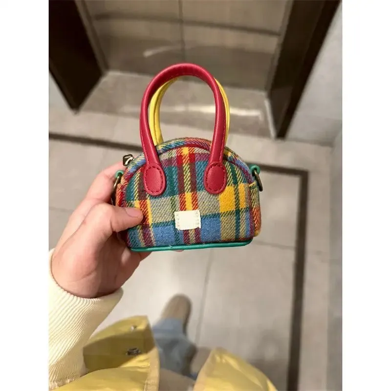 Red Plaid Mini Handbags Fashion Designer Retro Small Crossbody Bags Women's Bag Lady Shoudler Messenger Bags Cute Lipstick Pouch