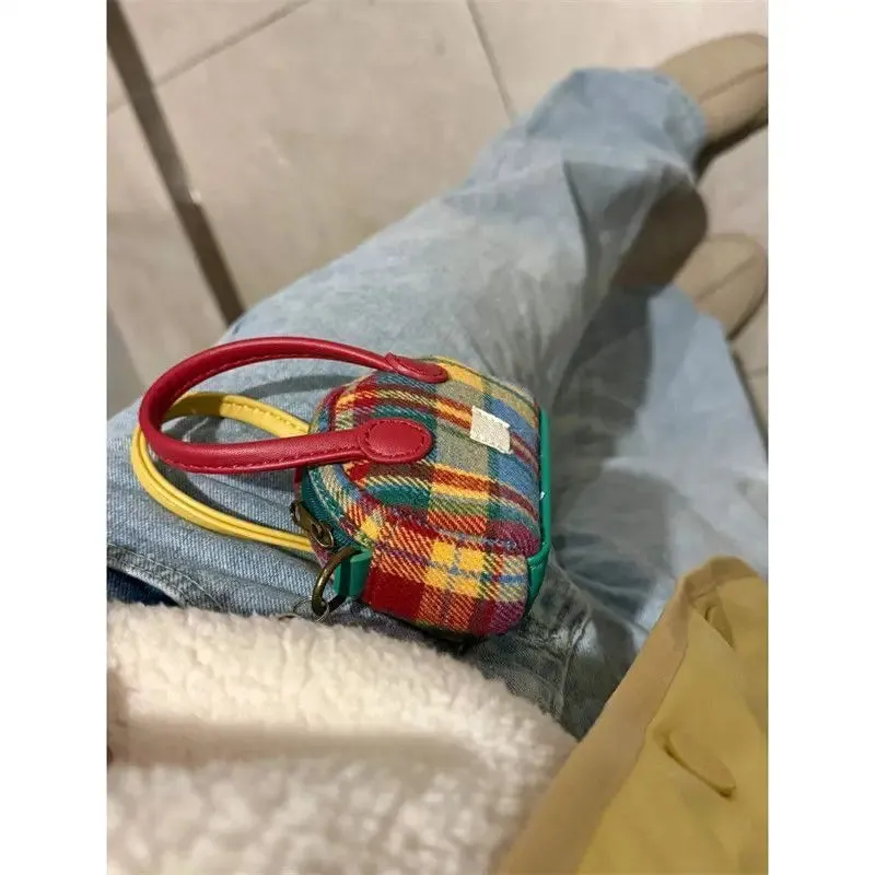 Red Plaid Mini Handbags Fashion Designer Retro Small Crossbody Bags Women's Bag Lady Shoudler Messenger Bags Cute Lipstick Pouch