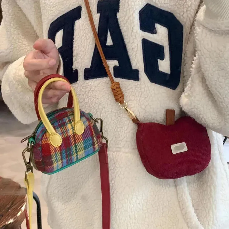 Red Plaid Mini Handbags Fashion Designer Retro Small Crossbody Bags Women's Bag Lady Shoudler Messenger Bags Cute Lipstick Pouch