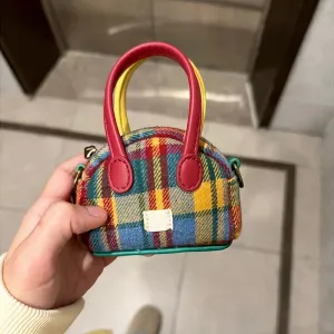 Red Plaid Mini Handbags Fashion Designer Retro Small Crossbody Bags Women's Bag Lady Shoudler Messenger Bags Cute Lipstick Pouch
