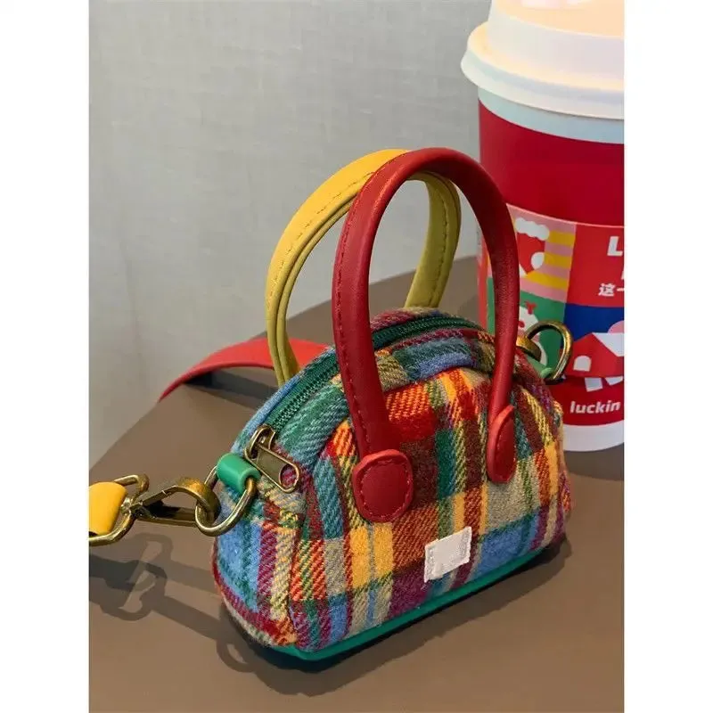 Red Plaid Mini Handbags Fashion Designer Retro Small Crossbody Bags Women's Bag Lady Shoudler Messenger Bags Cute Lipstick Pouch