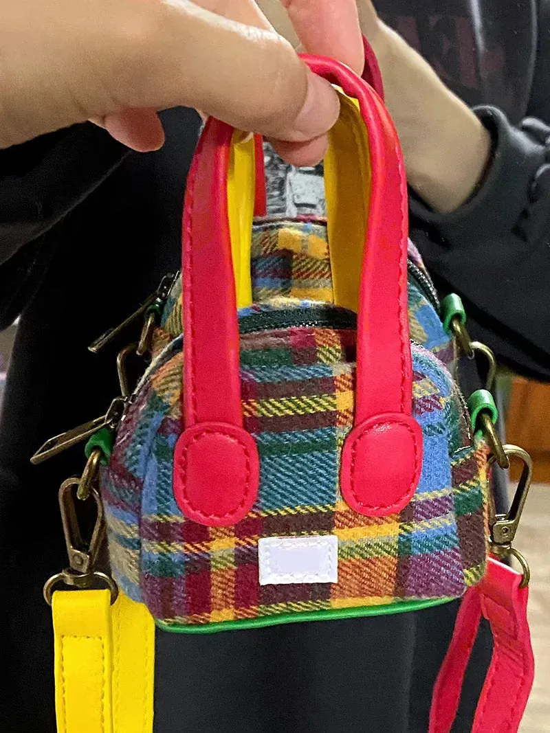 Red Plaid Mini Handbags Fashion Designer Retro Small Crossbody Bags Women's Bag Lady Shoudler Messenger Bags Cute Lipstick Pouch