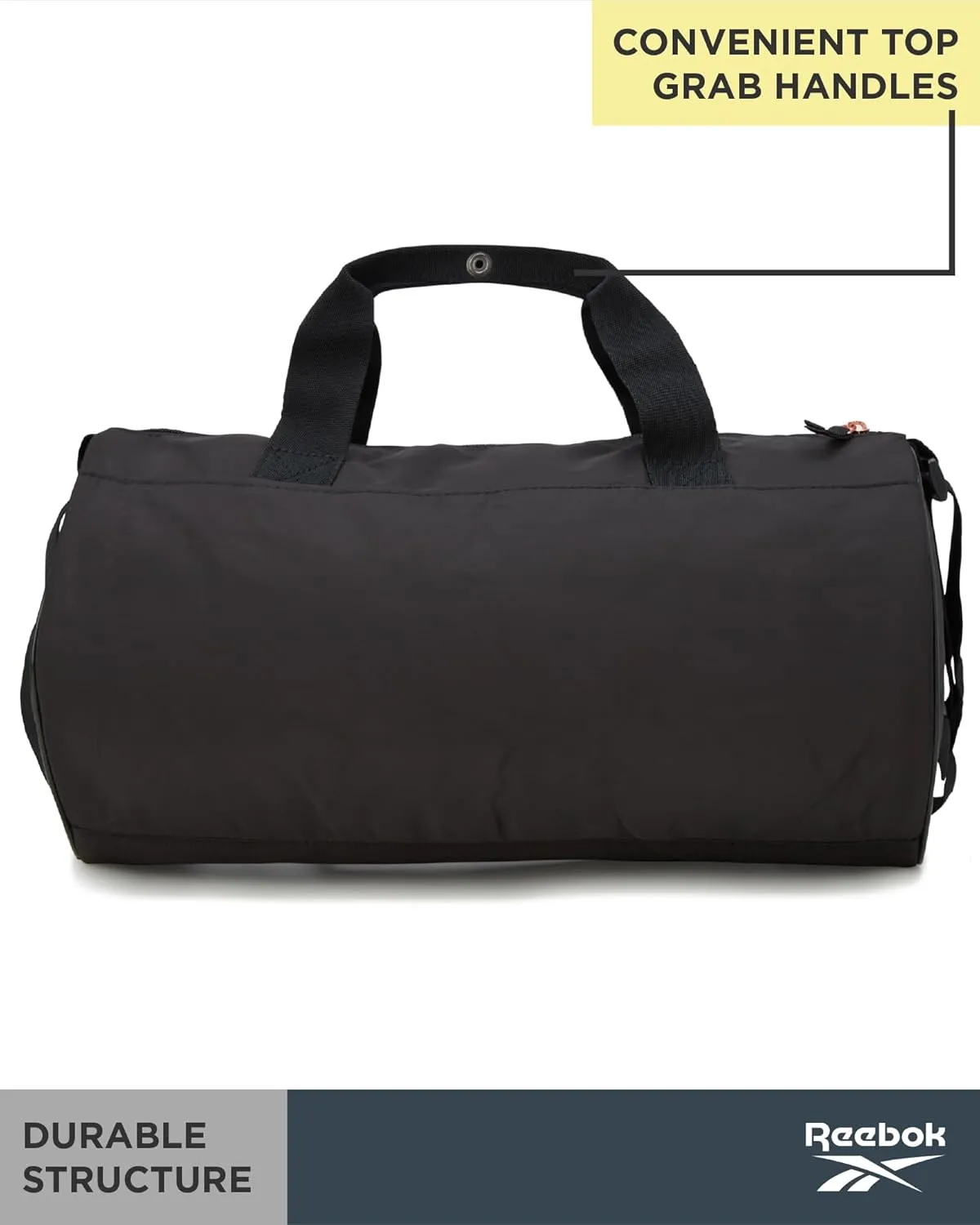 Reebok Duffle Bag – Gym Bag for Women & Men, Carry On and Overnight Duffle for Travel & Fitness, Size Small, Easton Black