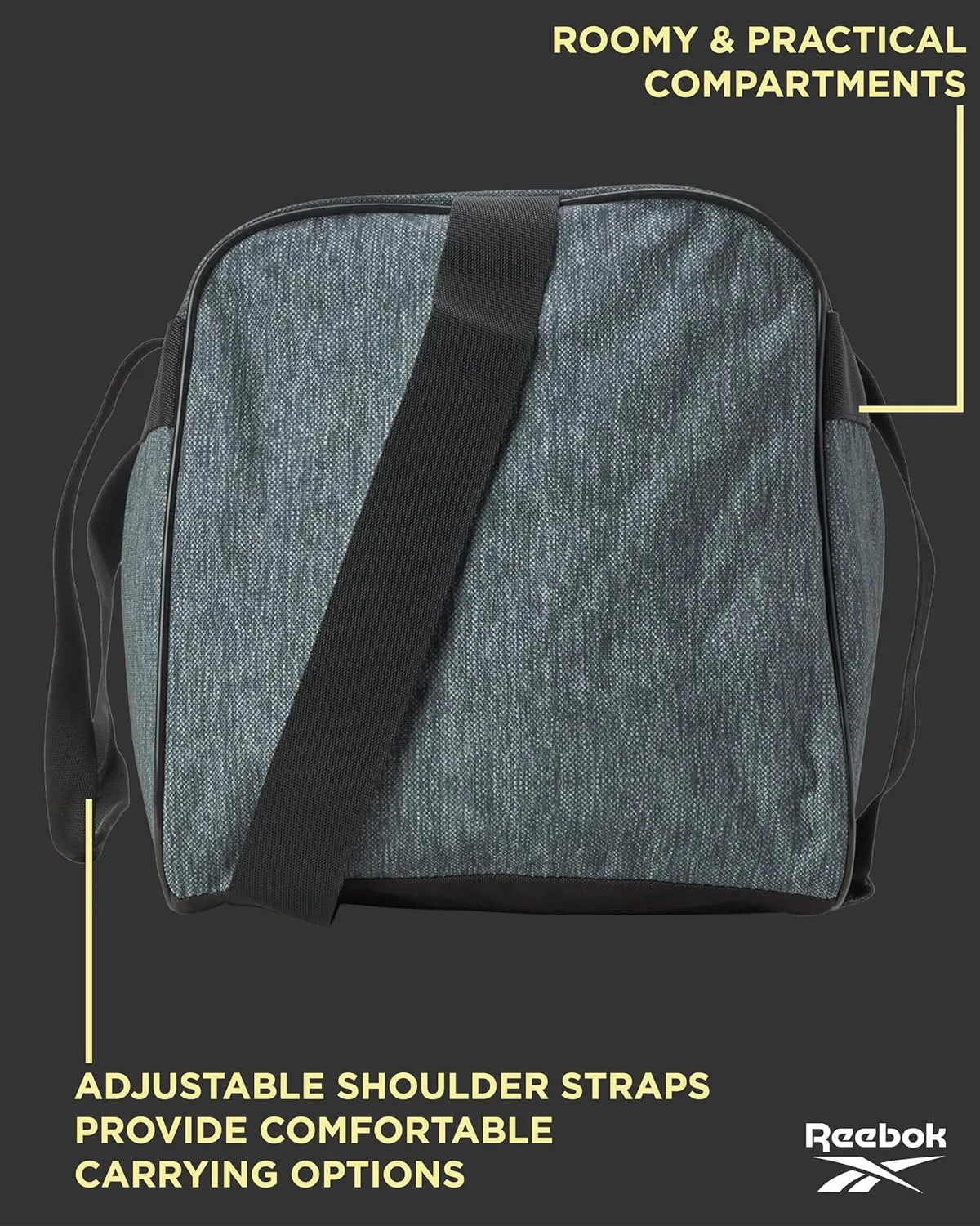 Reebok Duffle Bag – Gym Bag for Women & Men, Carry On and Overnight Duffle for Travel & Fitness, Size Small, Warrior II Light Grey