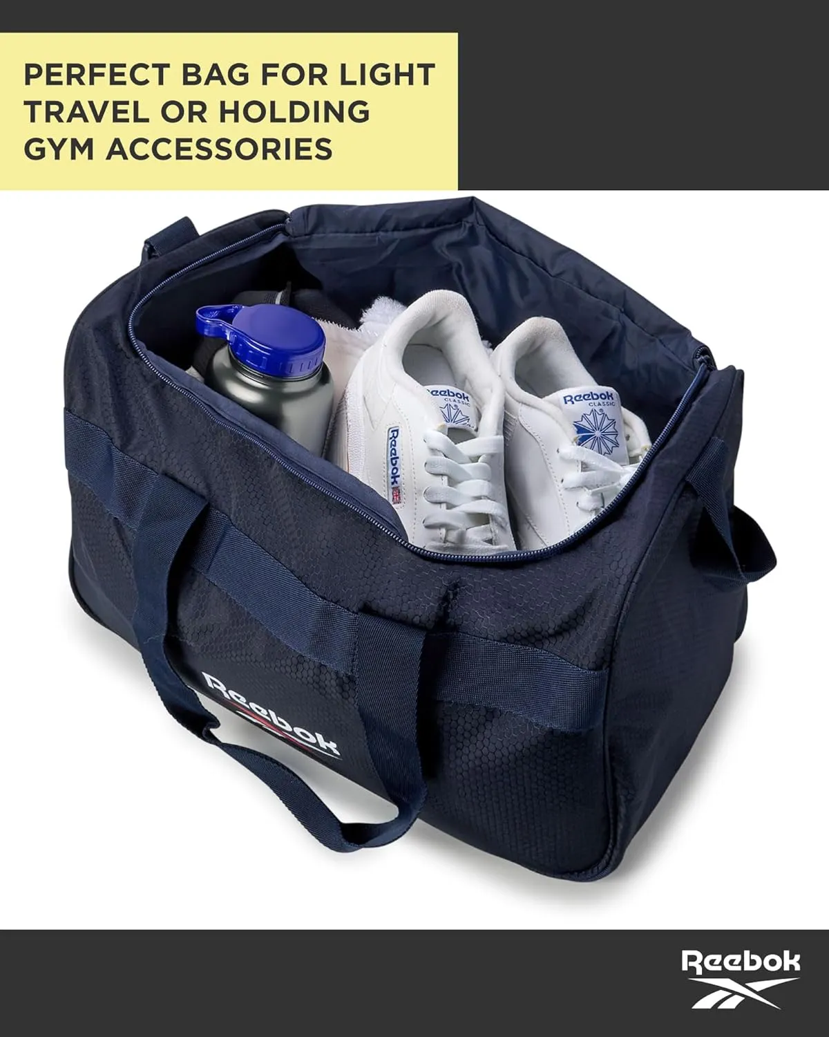 Reebok Duffle Bag – Gym Bag for Women & Men, Carry On and Overnight Duffle for Travel & Fitness, Size Small, Warrior II Navy