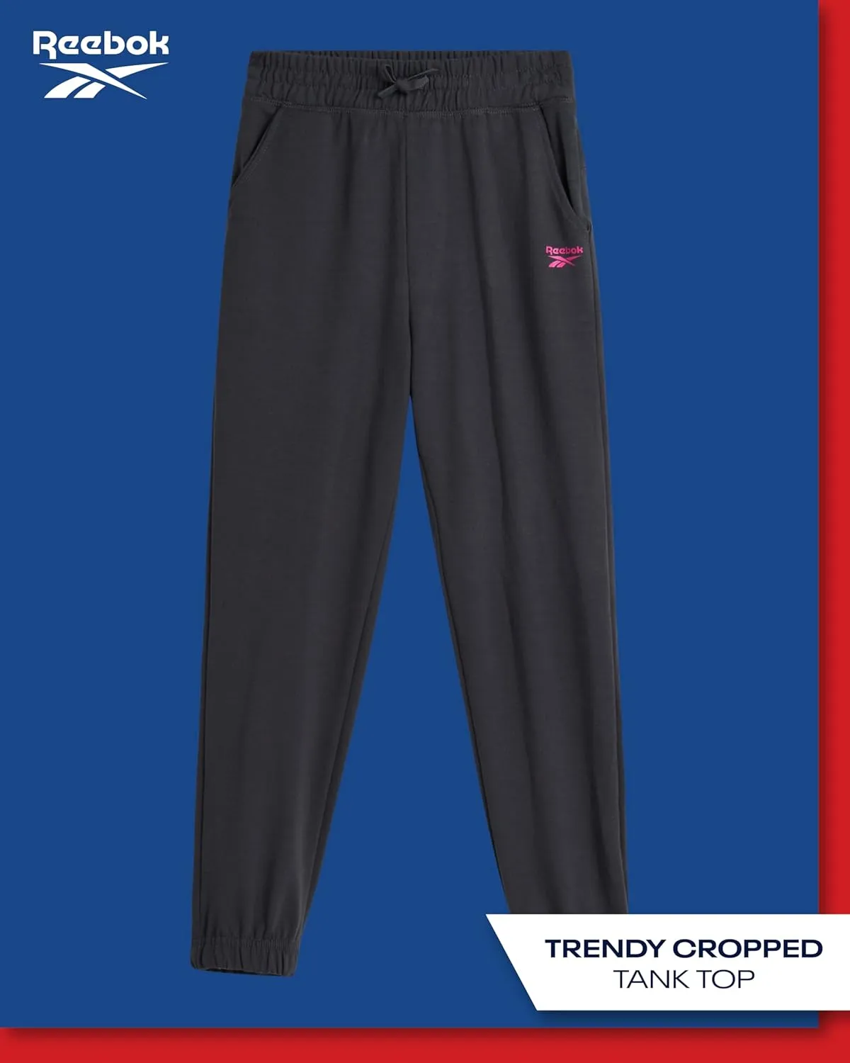 Reebok Girls' Active Leggings Set - 3 Piece Mesh Shirt, Capri Leggings, and Crop Cami Sports Bra - Summer Activewear (7-12)