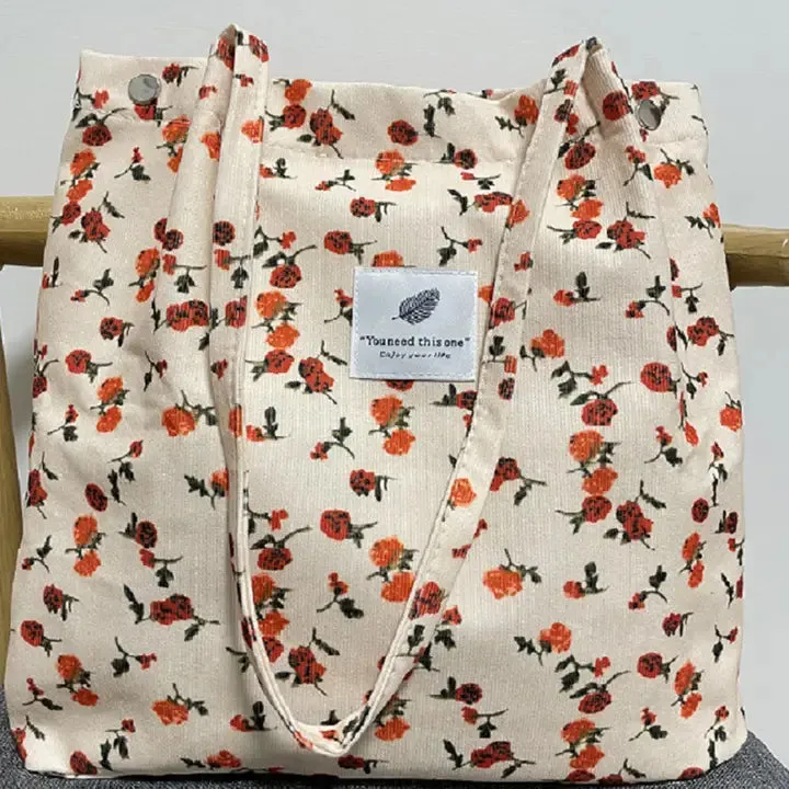 Retro Corduroy Tote Bag