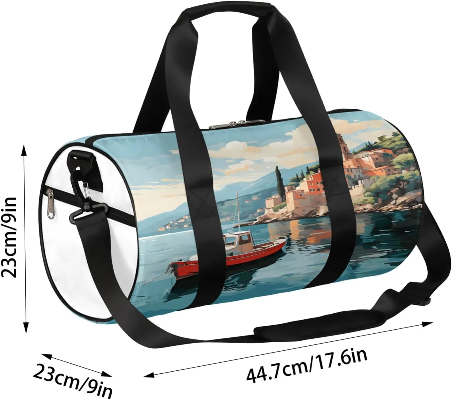 Retro Landscapes Pattern Sports Gym Bag for Men Women Lightweight Travel Duffle Bag with Shoulder Strap Waterproof Carry On Weekender Overnight Bag for Travel Sports Gym