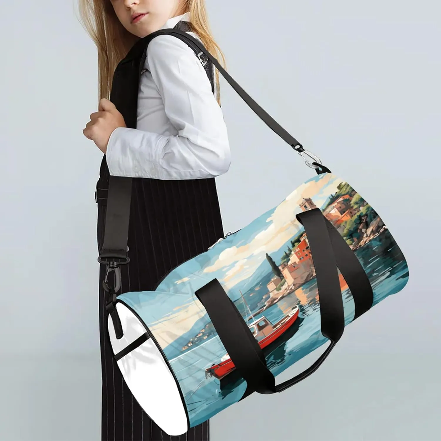 Retro Landscapes Pattern Sports Gym Bag for Men Women Lightweight Travel Duffle Bag with Shoulder Strap Waterproof Carry On Weekender Overnight Bag for Travel Sports Gym