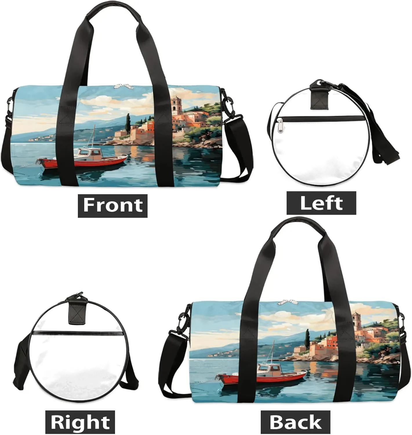 Retro Landscapes Pattern Sports Gym Bag for Men Women Lightweight Travel Duffle Bag with Shoulder Strap Waterproof Carry On Weekender Overnight Bag for Travel Sports Gym