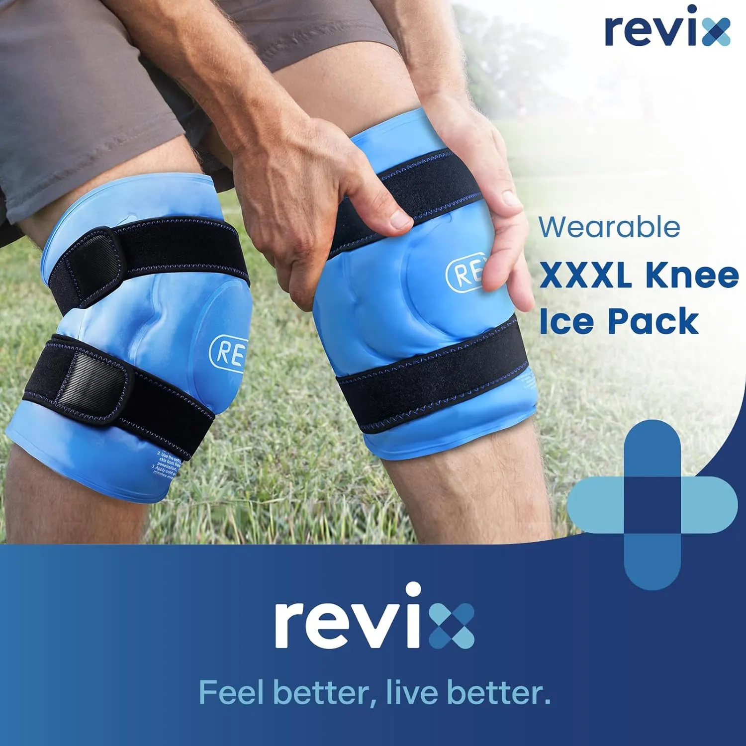 REVIX 20" XXXL Ice Pack for Knee, Back, Shoulder, Reusable Gel ice Packs to Reduce Discomfort, Ice Knee Wrap with Cold Compression for Ease Fatigue and Promote Flexibility, Set of Two