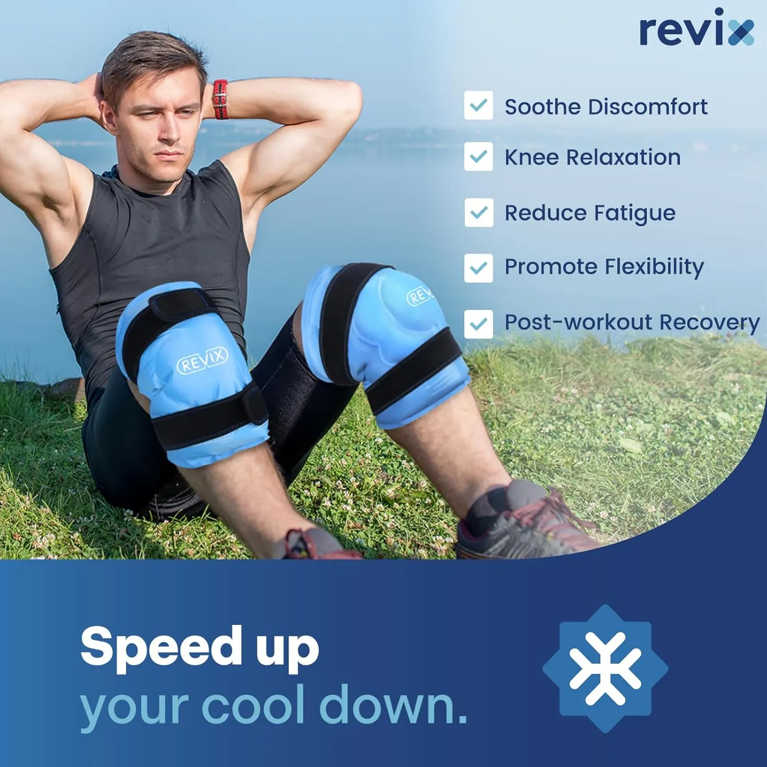 REVIX 20" XXXL Ice Pack for Knee, Back, Shoulder, Reusable Gel ice Packs to Reduce Discomfort, Ice Knee Wrap with Cold Compression for Ease Fatigue and Promote Flexibility, Set of Two