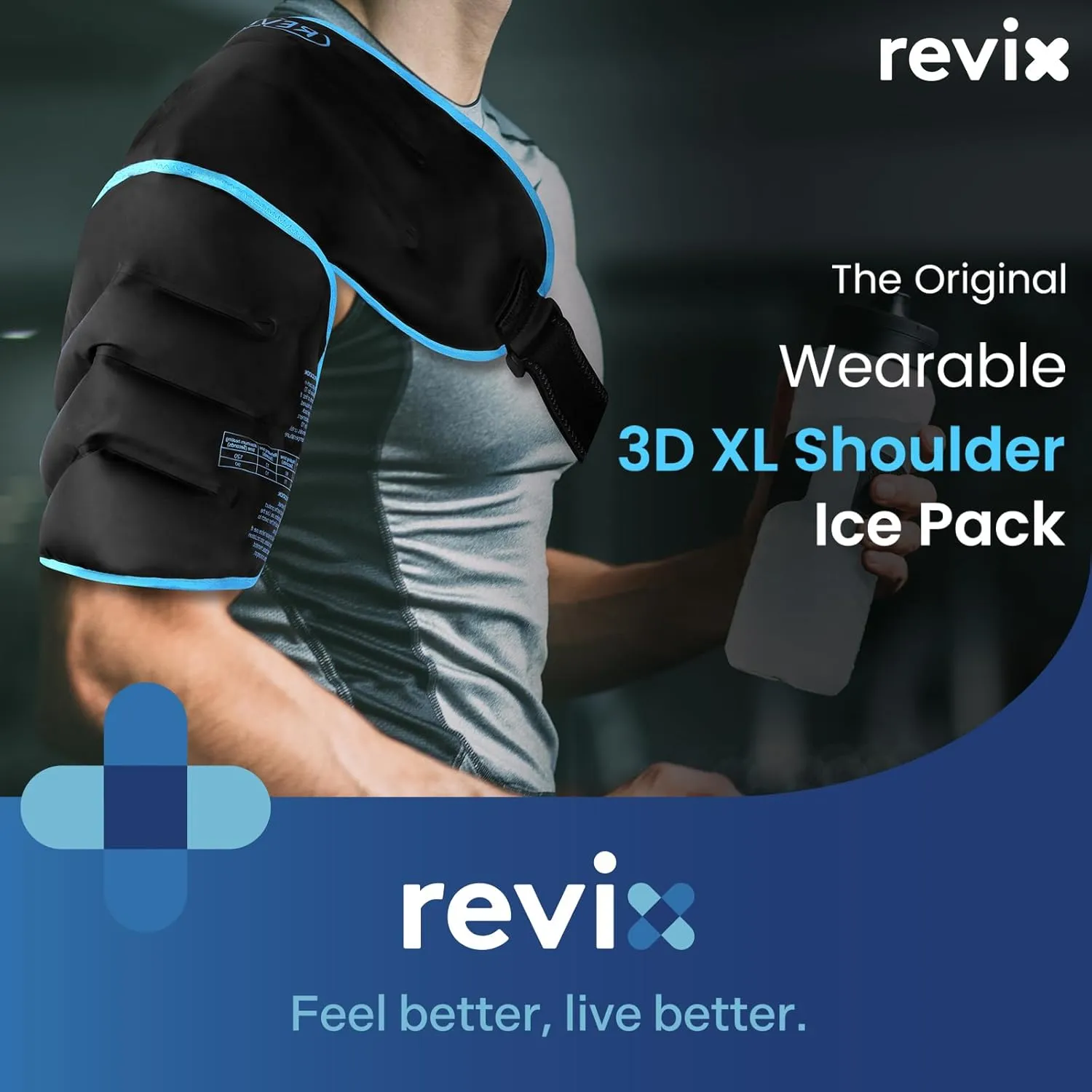 REVIX XL 3D Sewing Shoulder Cold Pack for Better Coverage and Wear, Gel Ice Pack for Rotator Cuff, AC Joint Discomfort Hot Cold Compression Ice Shoulder Wrap for Men & Women