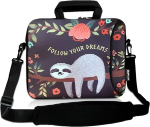 RICHEN 14 15 15.4 15.6 inch Laptop Shoulder Bag Messenger Bag Notebook Handle Sleeve Neoprene Carrying Tablet Case with Accessories Pocket (14-15.6 inch, Sloth)