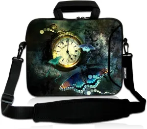 RICHEN 17 inch Laptop Shoulder Bag Carrying Case PC Cover Pouch with Handle Fits 15.6/16/17/17.3/17.4 inch Notebook (16-17.3 inch, Clock & Butterfly)