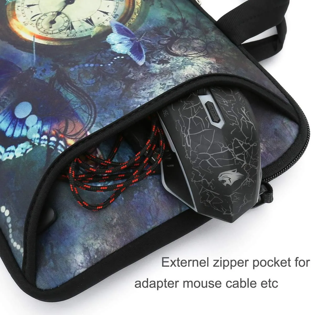 RICHEN 17 inch Laptop Shoulder Bag Carrying Case PC Cover Pouch with Handle Fits 15.6/16/17/17.3/17.4 inch Notebook (16-17.3 inch, Clock & Butterfly)