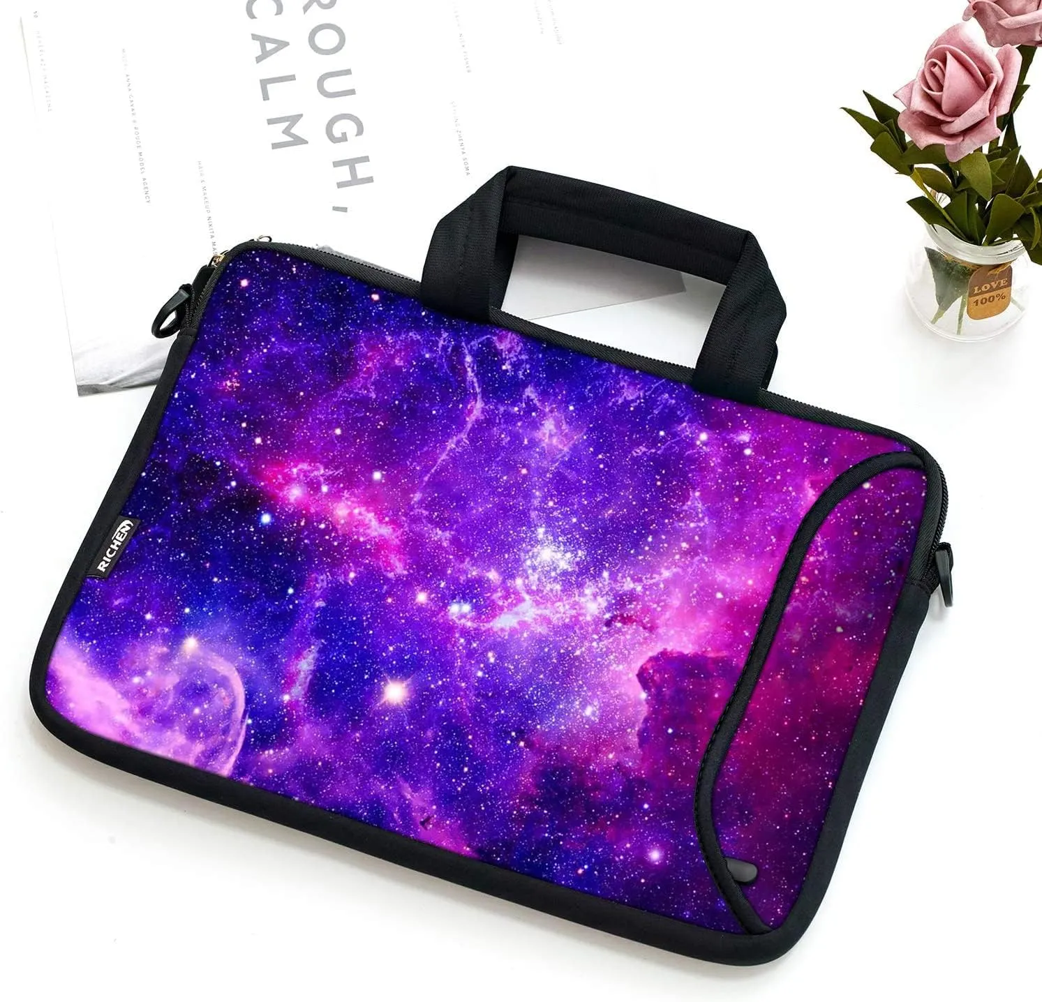 RICHEN 17 inch Laptop Shoulder Bag Carrying Case with Handle Fits 15.6/16/17/17.3/17.4 inch Laptop Notebook (16-17.3 inch, Purple Galaxy)