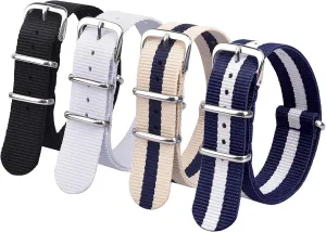 Ritche Christmas Gift Military Ballistic Nylon Strap 16mm 18mm 20mm 22mm Premium Nylon Watch Band Strap With Stainless Steel Buckle (4 Packs), White Elephant Gifts, Stocking Stuffers for Men