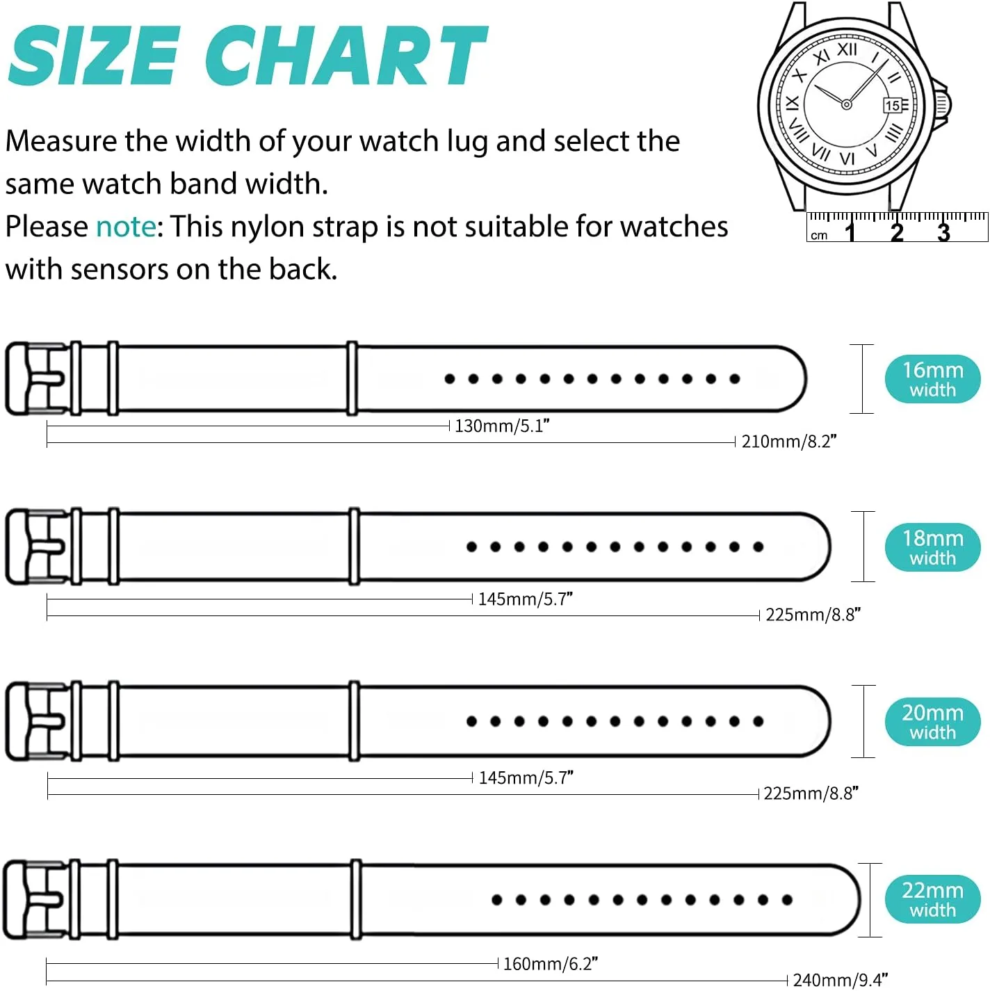 Ritche Christmas Gift Military Ballistic Nylon Strap 16mm 18mm 20mm 22mm Premium Nylon Watch Band Strap With Stainless Steel Buckle (4 Packs), White Elephant Gifts, Stocking Stuffers for Men