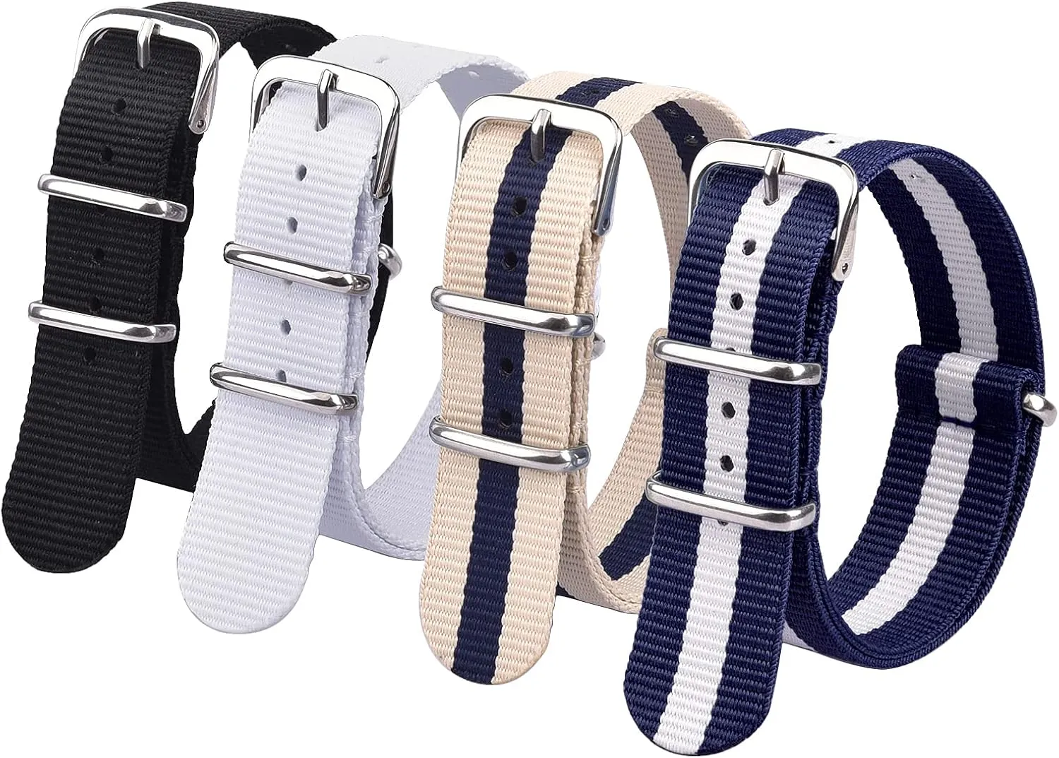 Ritche Christmas Gift Military Ballistic Nylon Strap 16mm 18mm 20mm 22mm Premium Nylon Watch Band Strap With Stainless Steel Buckle (4 Packs), White Elephant Gifts, Stocking Stuffers for Men