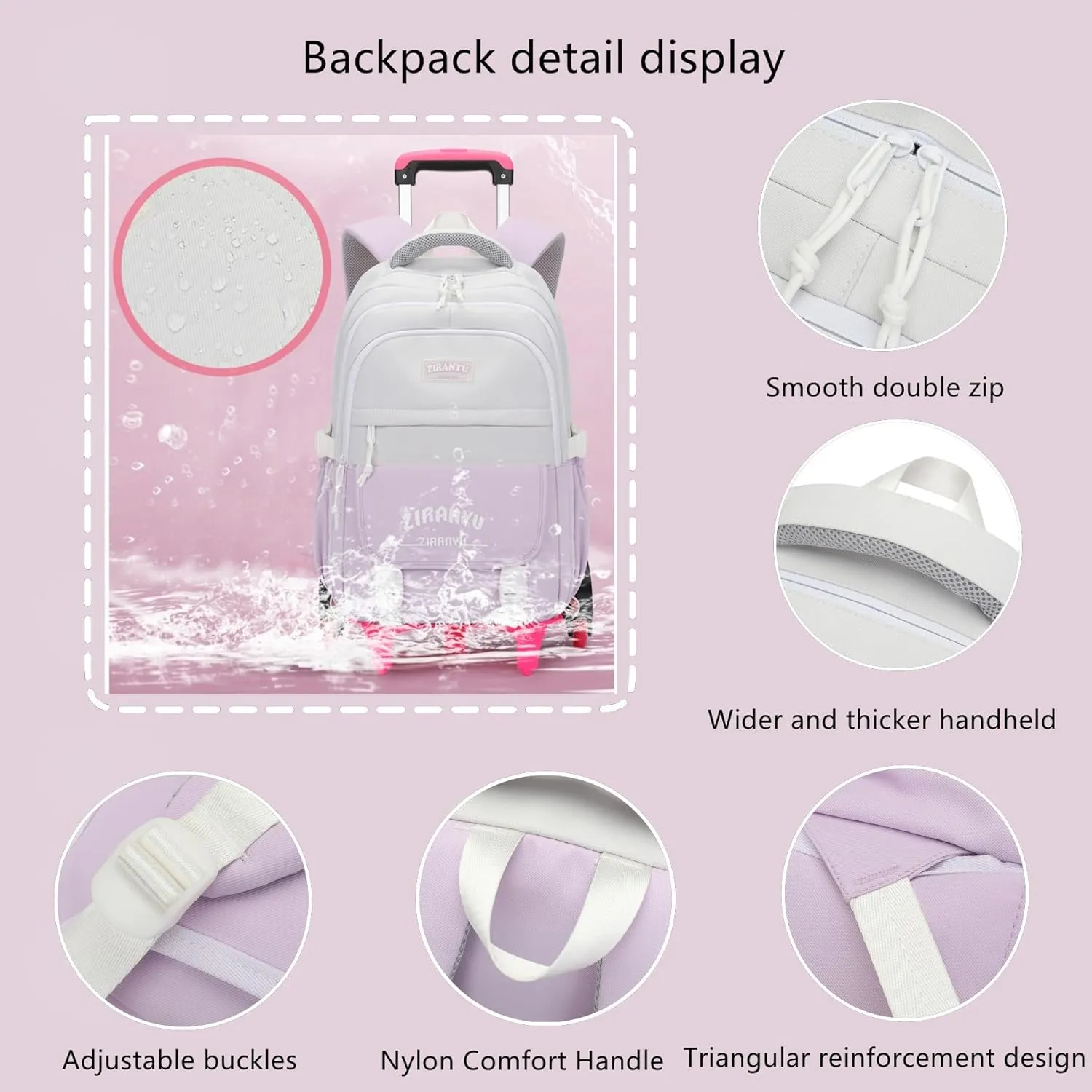 Rolling Backpack,Backpack with Wheels for Boys,Capacity Wheeled Bookbag for School,Roller Backpack