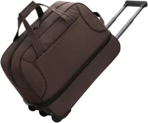 Rolling Duffel Bag with Wheels Oxford Cloth Wheeled for Traveling Outdoor Picnic, Brown