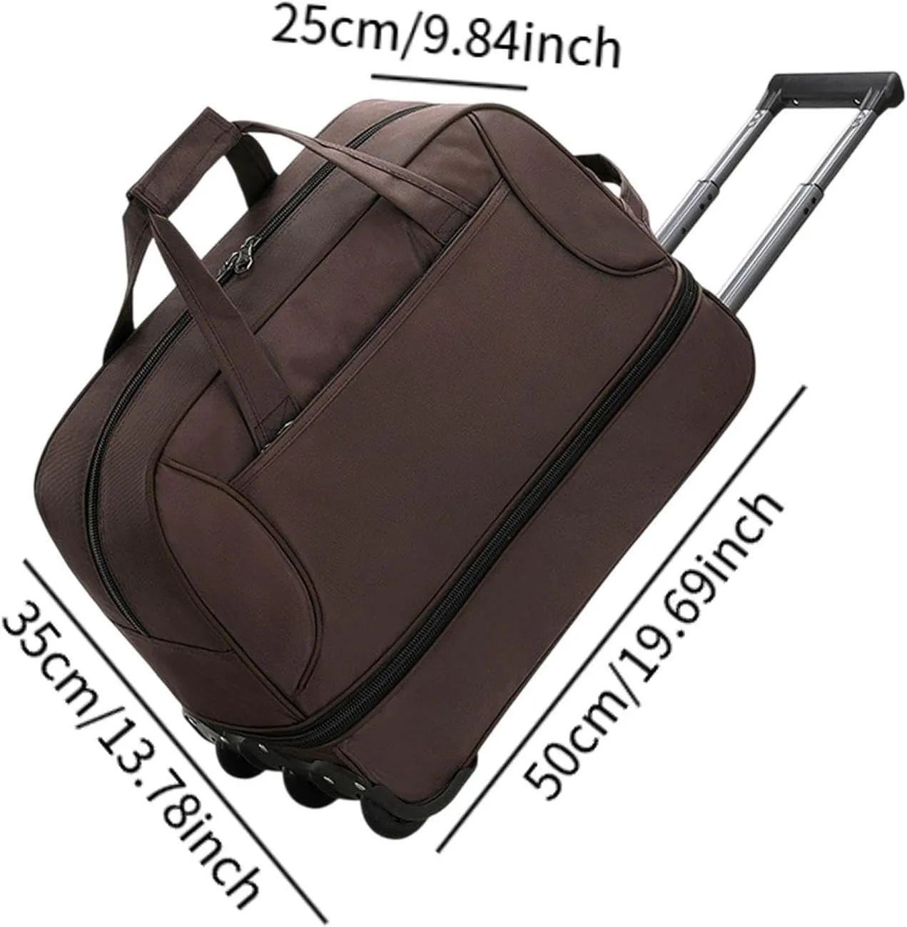 Rolling Duffel Bag with Wheels Oxford Cloth Wheeled for Traveling Outdoor Picnic, Brown