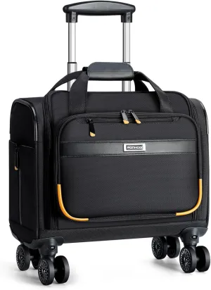 Rolling Laptop Bag, Rolling Briefcase with 4 Spinner Wheels, 14 Inch 1680D Nylon Water Resistant Computer Bag for Men and Women Work Travel, Black