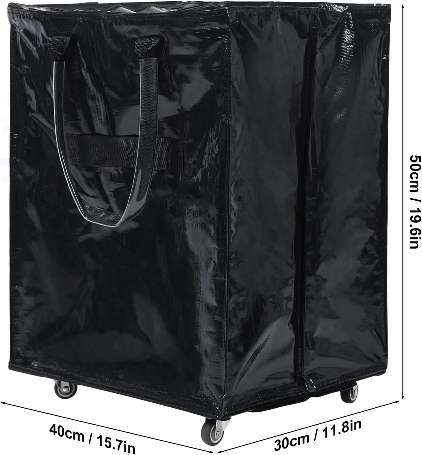 Rolling Tote Bag with Wheels, Collapsible Shopping Trolley with Ergonomic Handle, Zipper Closure, Water-Resistant Design, Portable Wheeled Tote Bag Middle