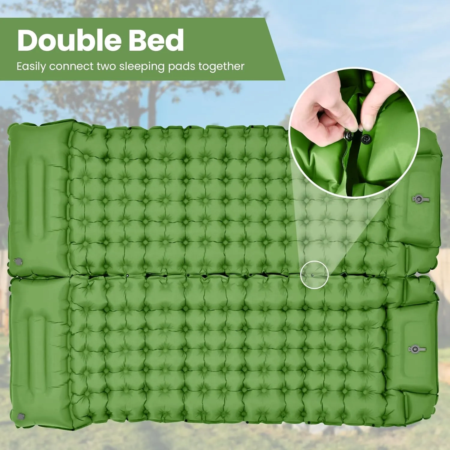 ropoda Extra Thickness 3.9'' Inflatable Sleeping Pad for Camping with Pillow, Built-in Foot Pump, 77''*27'' Sleeping Mat with Carry Bag, Ultralight & Compact Camping Mattress for Hiking, Camping Pad