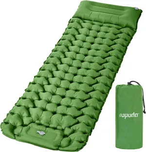 ropoda Extra Thickness 3.9'' Inflatable Sleeping Pad for Camping with Pillow, Built-in Foot Pump, 77''*27'' Sleeping Mat with Carry Bag, Ultralight & Compact Camping Mattress for Hiking, Camping Pad