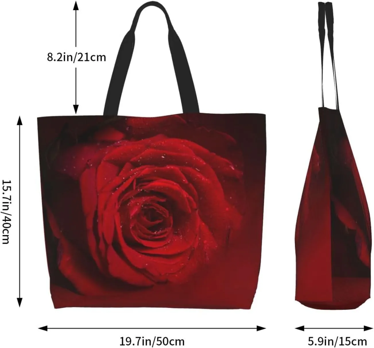 Rose Canvas Tote Bag Rose Flower Shoulder Bag Handbag Flower Casual Women Grocery Bags Womens Bag for Outdoor