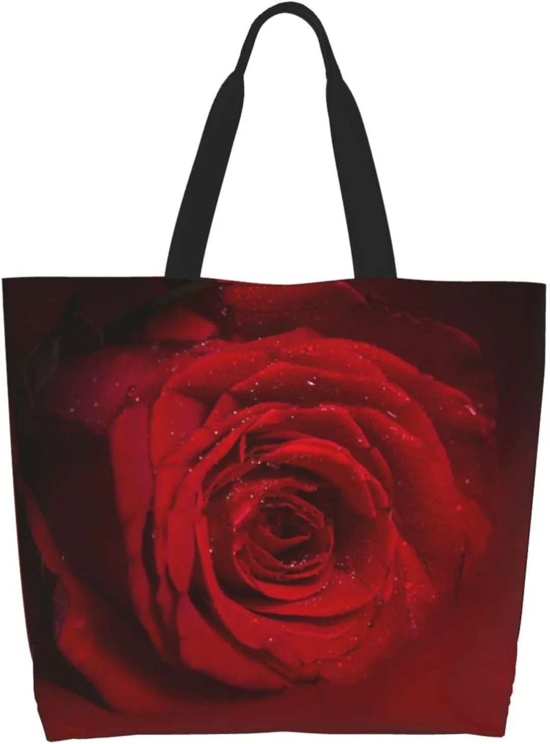 Rose Canvas Tote Bag Rose Flower Shoulder Bag Handbag Flower Casual Women Grocery Bags Womens Bag for Outdoor