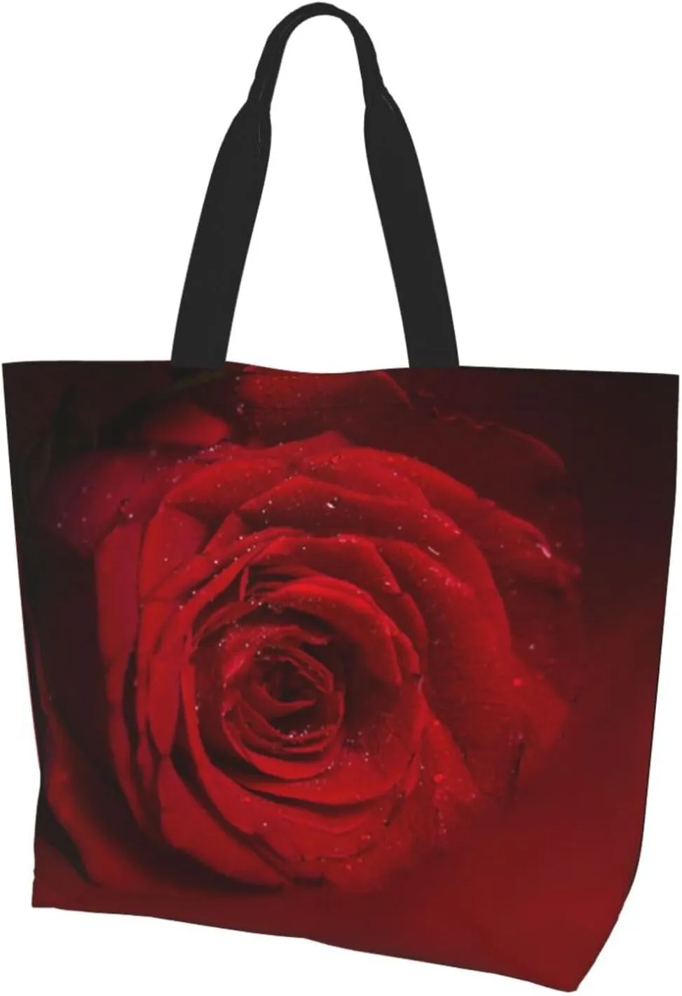 Rose Canvas Tote Bag Rose Flower Shoulder Bag Handbag Flower Casual Women Grocery Bags Womens Bag for Outdoor
