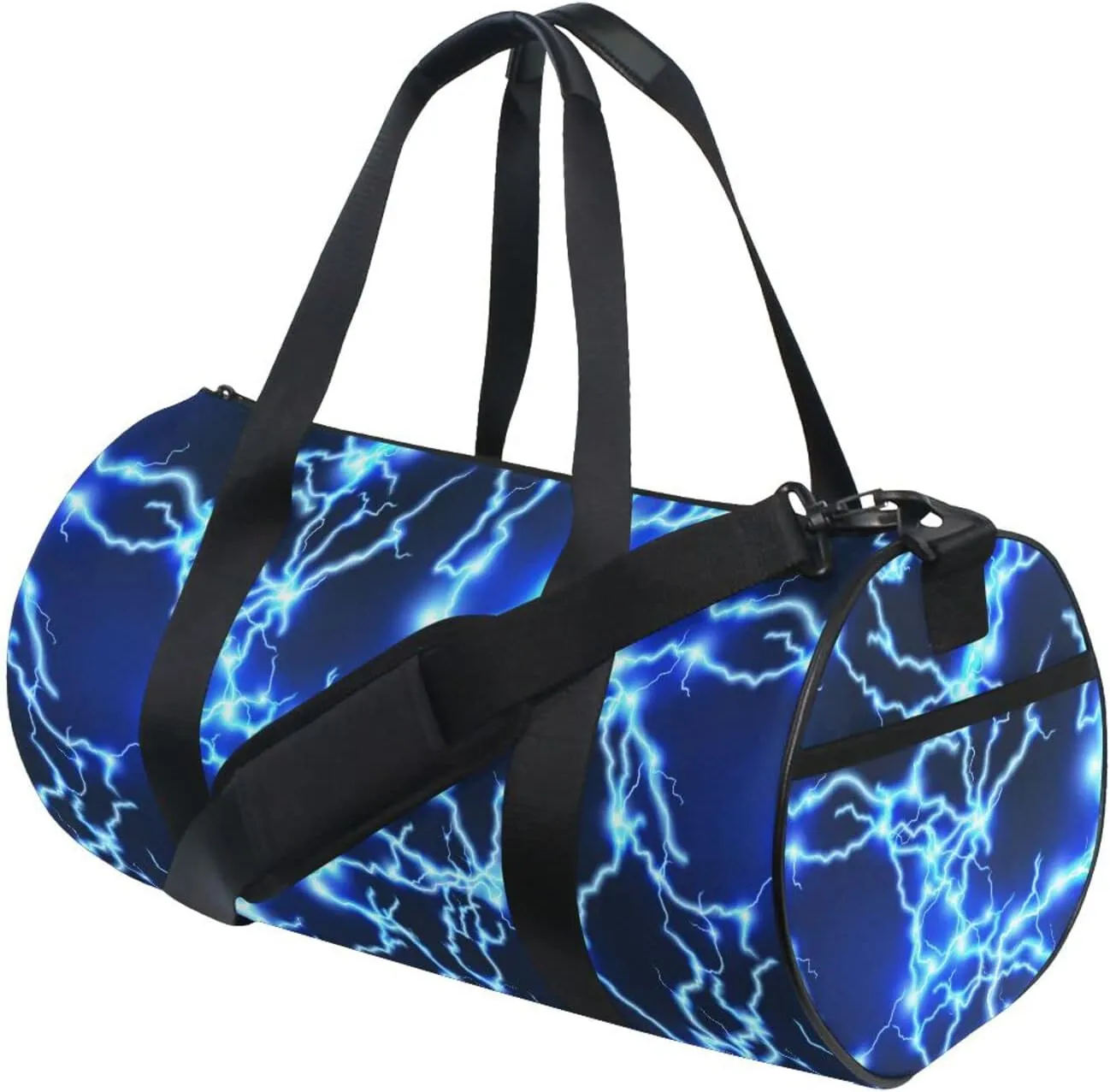 Round Duffel Sports Bag Lightning Blue Lightweight with Inner Pocket Gym Bag for Men Women Duffle Bag for Travel Sports