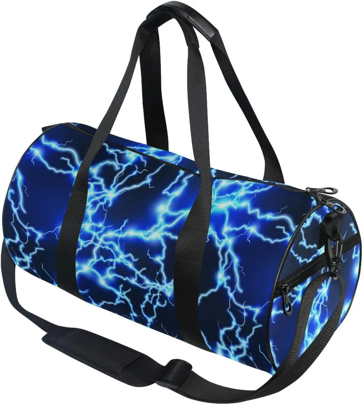 Round Duffel Sports Bag Lightning Blue Lightweight with Inner Pocket Gym Bag for Men Women Duffle Bag for Travel Sports