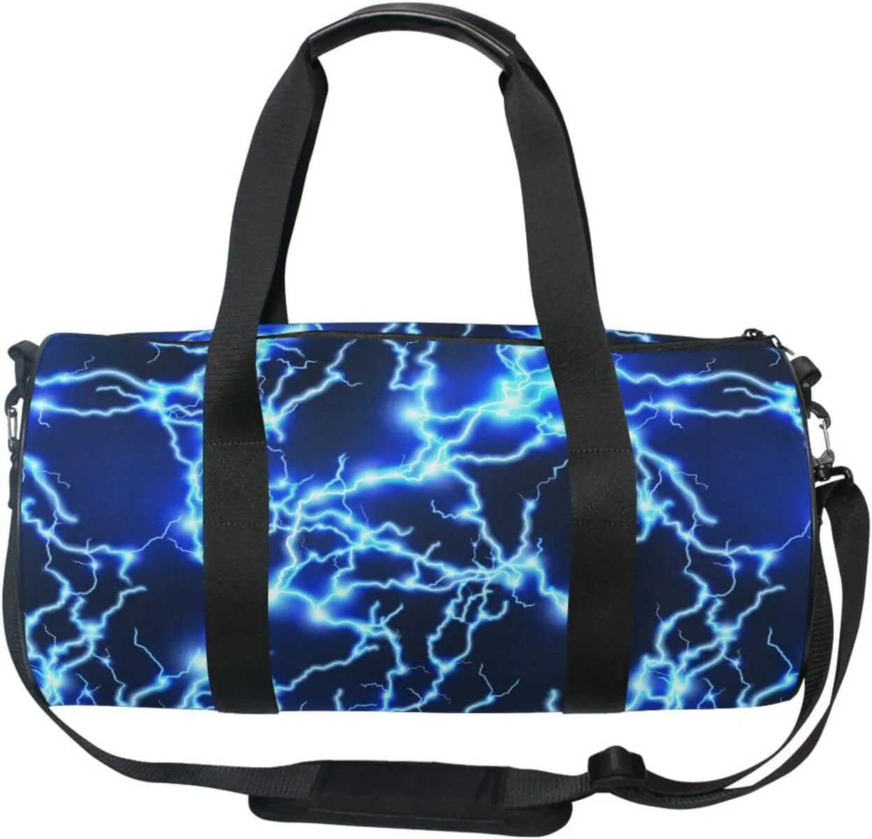 Round Duffel Sports Bag Lightning Blue Lightweight with Inner Pocket Gym Bag for Men Women Duffle Bag for Travel Sports