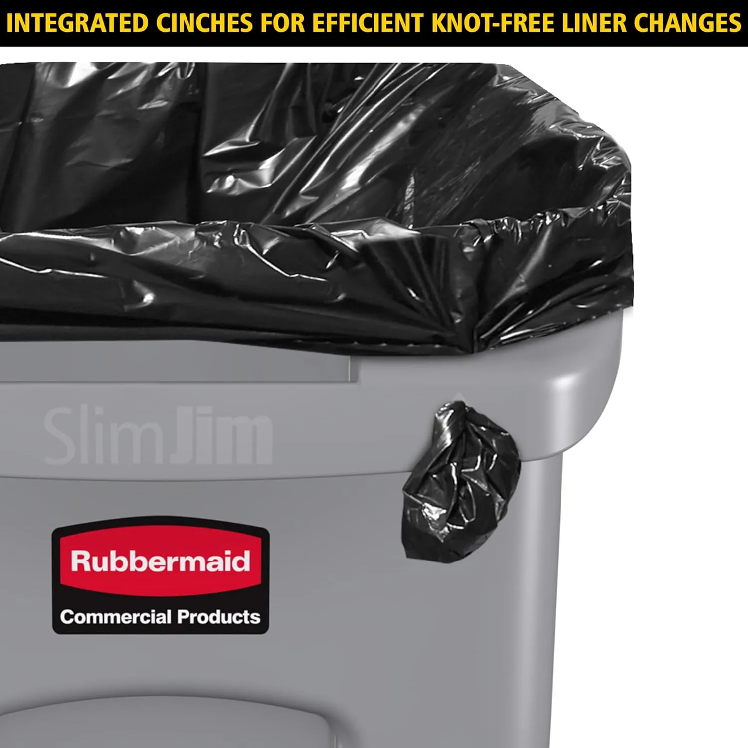 Rubbermaid Commercial Products Slim Jim Plastic Rectangular Trash/Garbage Can/Bin with Venting Channels, 16 Gal, Gray, for Kitchens/Classrooms/Offices/Back of House