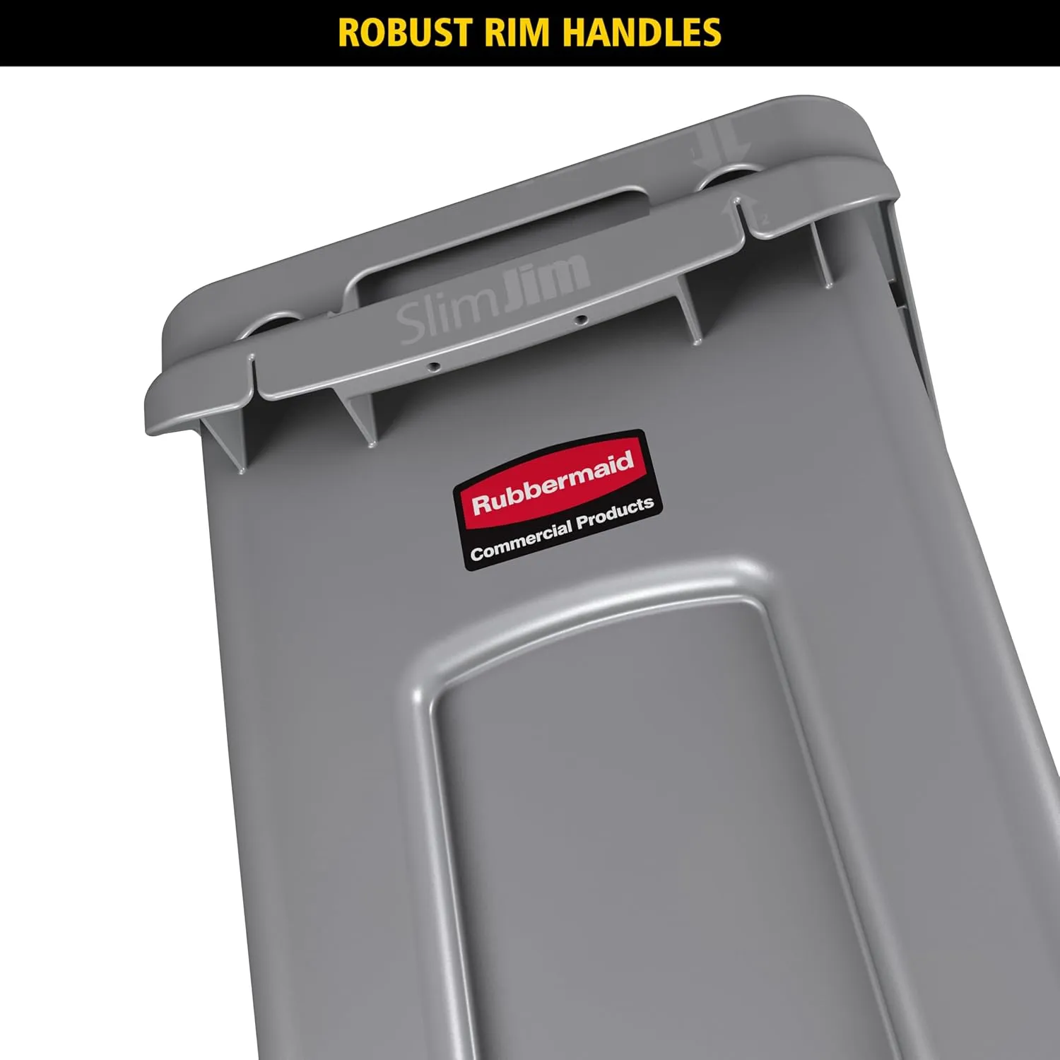 Rubbermaid Commercial Products Slim Jim Plastic Rectangular Trash/Garbage Can/Bin with Venting Channels, 16 Gal, Gray, for Kitchens/Classrooms/Offices/Back of House