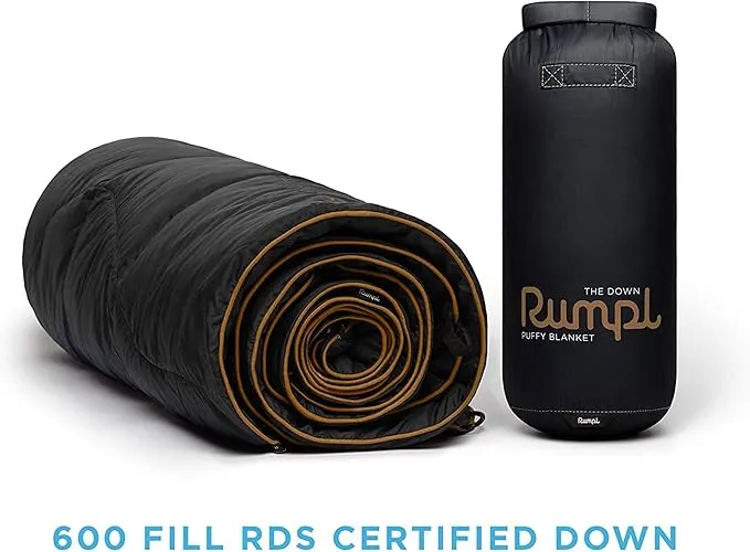 Rumpl The Down Blanket | Outdoor Camping Blankets for Traveling, Picnics, Beach Trips, Concerts | Black, 1-Person