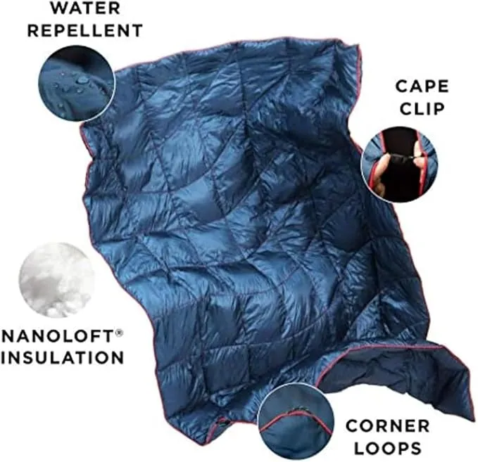 Rumpl The NanoLoft Puffy Blanket | Indoor Outdoor Camping Blanket for Traveling, Picnics, Beach Trips, Concerts | 38" x 52" | Deepwater, Travel