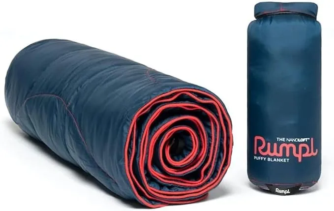 Rumpl The NanoLoft Puffy Blanket | Indoor Outdoor Camping Blanket for Traveling, Picnics, Beach Trips, Concerts | 38" x 52" | Deepwater, Travel