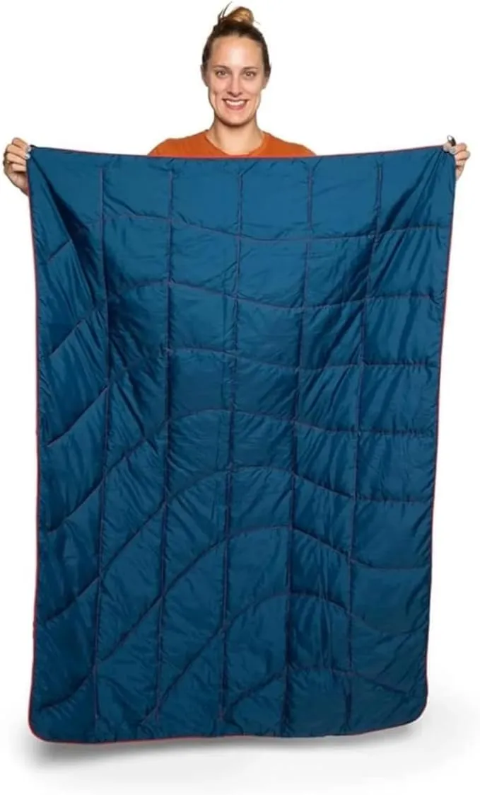 Rumpl The NanoLoft Puffy Blanket | Indoor Outdoor Camping Blanket for Traveling, Picnics, Beach Trips, Concerts | 38" x 52" | Deepwater, Travel