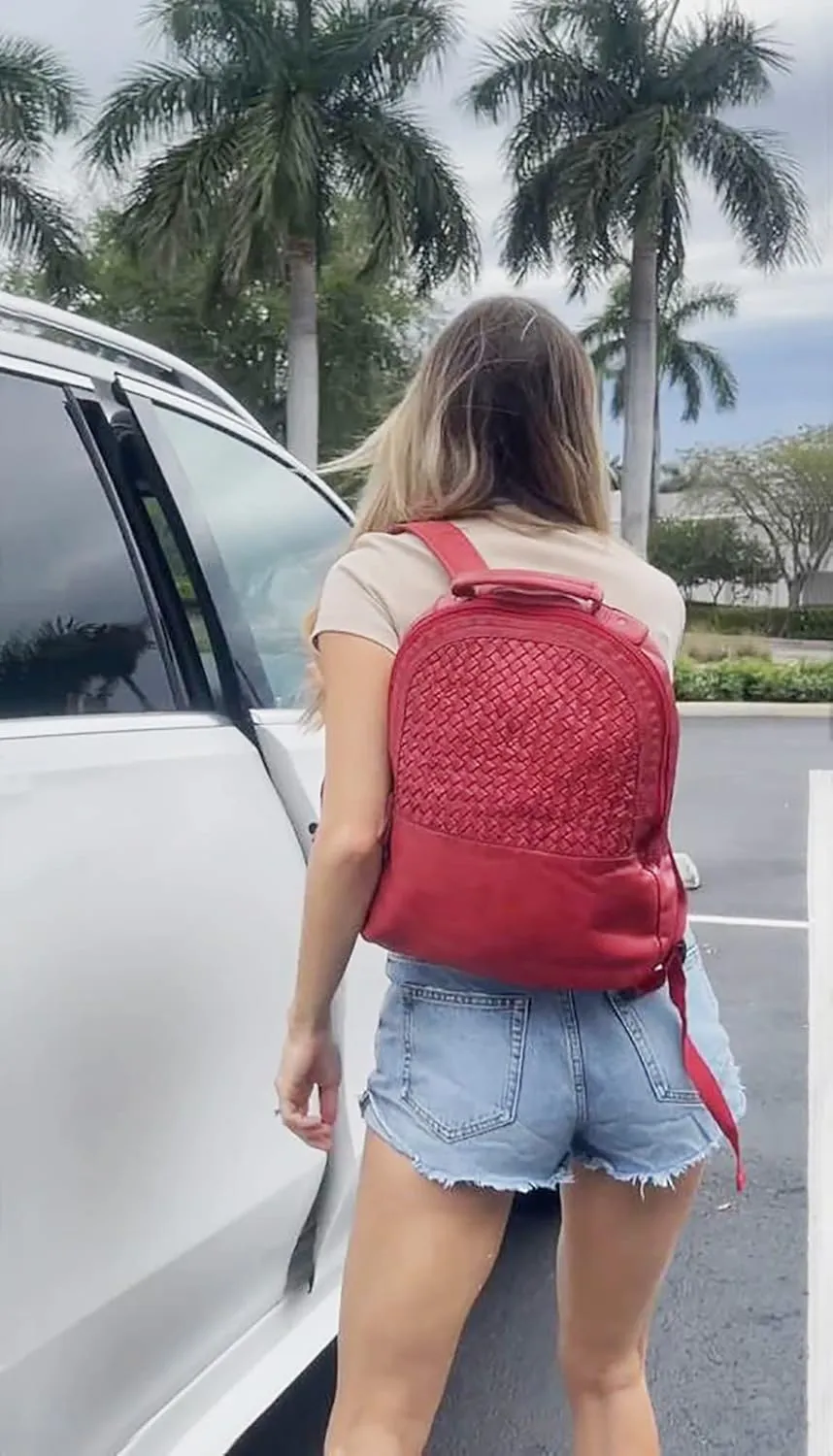 RUSTIC TOWN Leather Backpack for Women - Mothers Day Gift for her Washed Leather Multipurpose Laptop Handbag, Business Bookbag Camping Daypack Fashion Shoulder Travel Holiday Bag