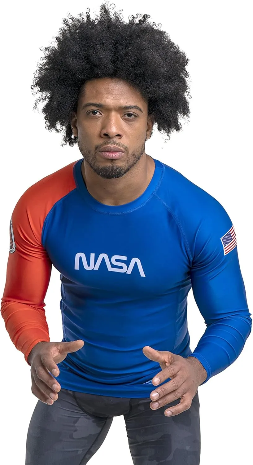 Sanabul NASA Long Sleeve Rash Guard for Men, Compression Shirt for MMA BJJ Wrestling Cross Training, Swim Surf Rash Guard