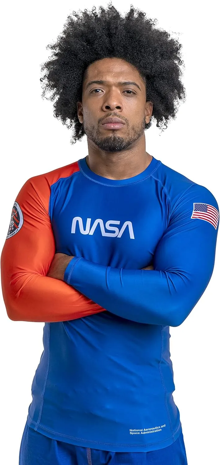 Sanabul NASA Long Sleeve Rash Guard for Men, Compression Shirt for MMA BJJ Wrestling Cross Training, Swim Surf Rash Guard