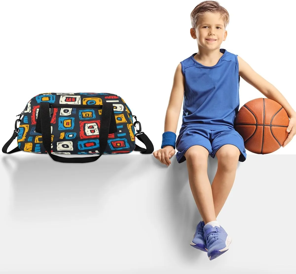 Scrawl Circular Kids Duffle Bag Boys Girls Small Sport Dance Gym Bag for Overnight Travel Weekender Carry On